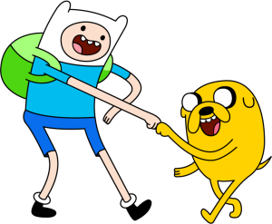Finn et Jack, les personnages principaux de la série américaine Adventure Time.