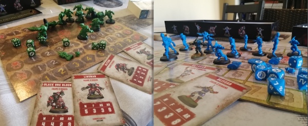 les deux équipes de la boite de base, orcs et humains