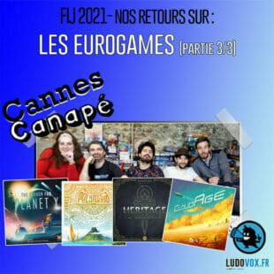 CANNES CANAPÉ · FIJ2021· LES JEUX EUROGAMES : CloudAge, Vampire The Masquerade Heritage, Polynesia, A la recherche la planète X